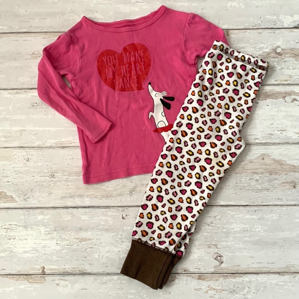 Carters 18m Baby Toddler Girls Pajamas Set Pjs Animal Print Pink Long Sleeves